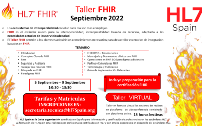 Nueva Convocatoria Taller FHIR Septiembre 2022
