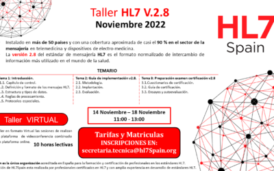 Nueva Convocatoria Taller HL7 V2.8 Noviembre 2022