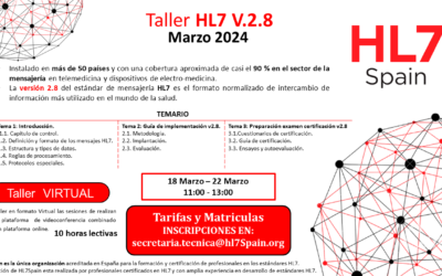 Nueva Convocatoria Taller HL7 V2.8 Marzo 2024