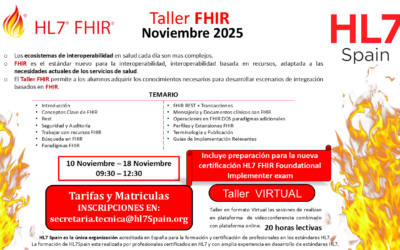 NUEVA CONVOCATORIA TALLER FHIR NOVIEMBRE 2025