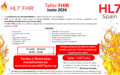 NUEVA CONVOCATORIA TALLER FHIR HL7 JUNIO 2026